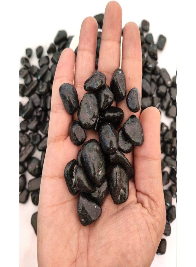 Power Stone Decorative Coloured Painted Asymmetric Marble Stone Pebbles for Vase Filler Plant Pots Aquarium Home Garden Outdoor Decoration (Black, 2 Kg) - Image 2